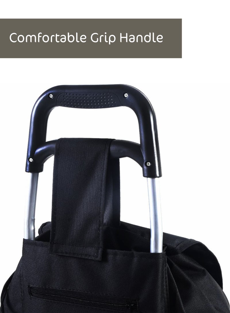 Toshionics Foldable Shopping Trolley Cart with Seat & Wheels | Grocery Shopping Cart Bag with Chair | Heavy Duty Utility Market Trolley | 34L Polyester Storage Bag | 80KG Load Capacity | Model T114707 - Image 3