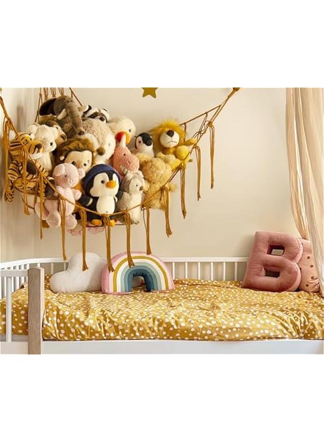Generic Stuffed Animal Hammock-Large Stuffed Animal Net For Toys Corner-Hanging Stuff Animal Toy Storage Organizer For Plush Plushie Display Caramel Toy Storage Girl Room Bedroom Boho Nursery Decor - Image 3