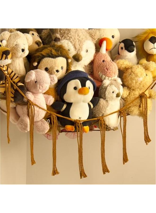 Generic Stuffed Animal Hammock-Large Stuffed Animal Net For Toys Corner-Hanging Stuff Animal Toy Storage Organizer For Plush Plushie Display Caramel Toy Storage Girl Room Bedroom Boho Nursery Decor - Image 4
