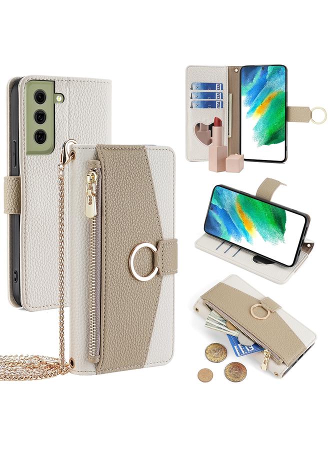 erorex Case For Samsung Galaxy S21 FE 5G Crossbody Litchi Texture Leather Phone Case - Image 1