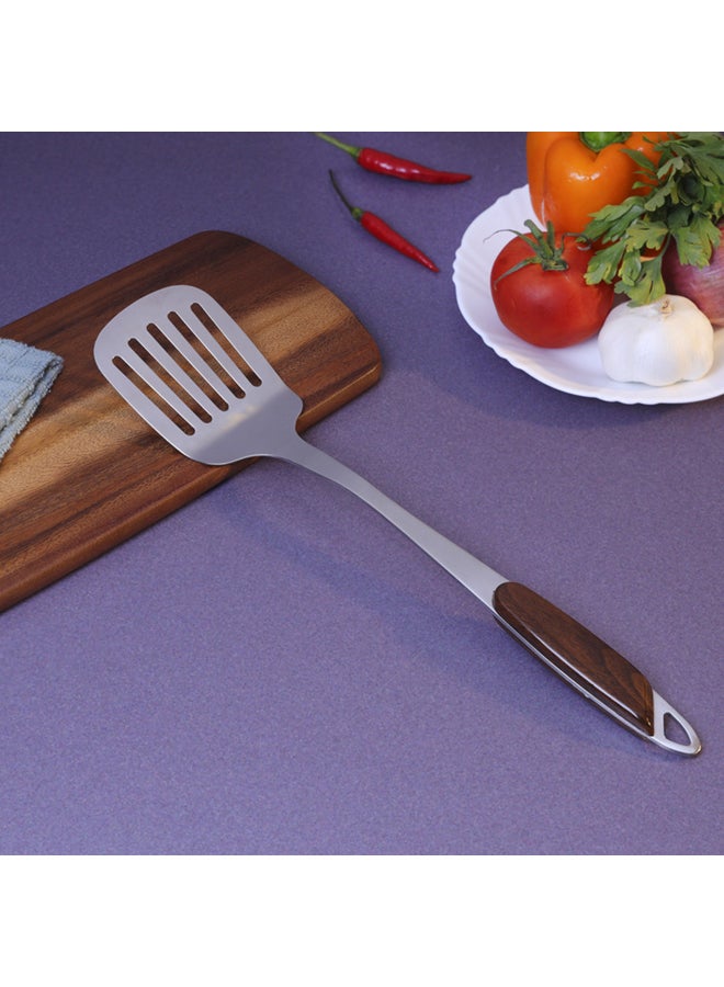 Royalford Stainless Steel Slotted Turner Silver/Brown 35.8x7.8cm - Image 5