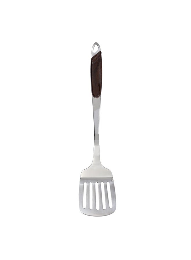 Royalford Stainless Steel Slotted Turner Silver/Brown 35.8x7.8cm - Image 2