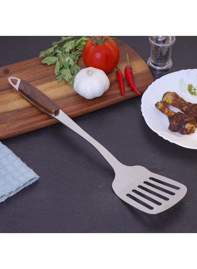Royalford Stainless Steel Slotted Turner Silver/Brown 35.8x7.8cm - Image 1