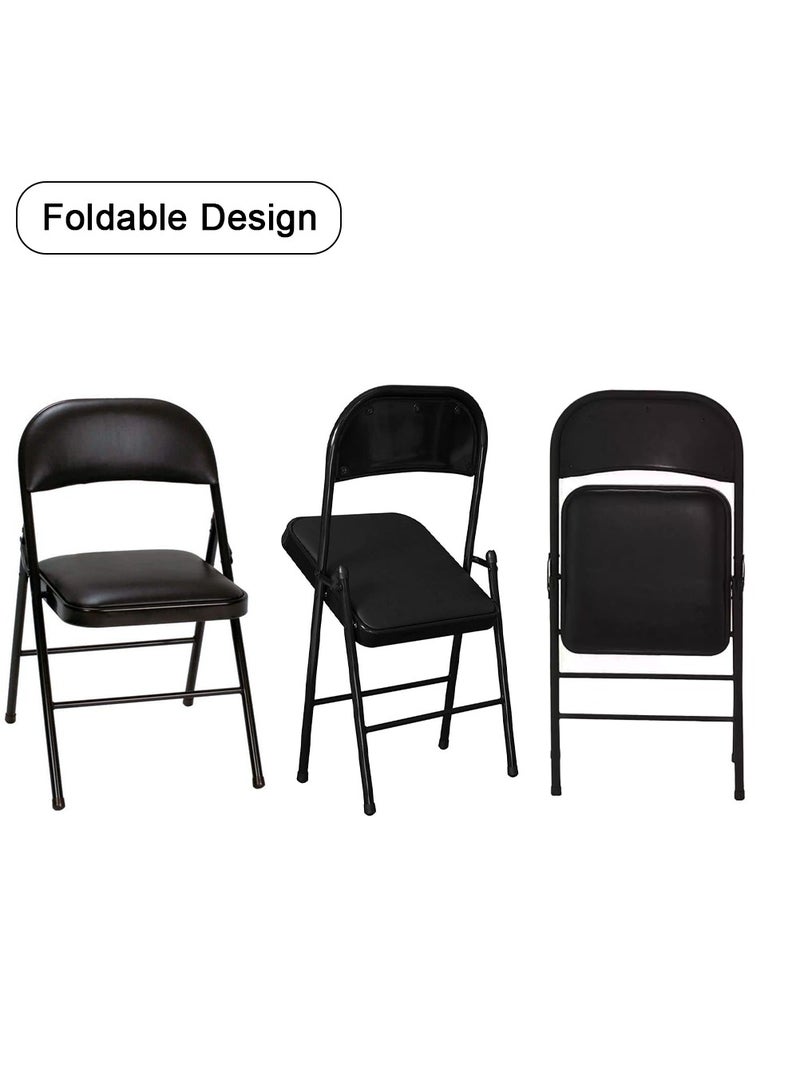 HEXAR® Black Foldable Chair with Cushion Seat for Home Office Outdoor Camping Folding Chair 150kg Capacity Metal Frame Chair - Image 3