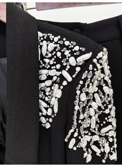 Madam Uniq Fashion New Beaded and Rhinestone Embellished Single Button Suit Jacket and Trouser Set  - Image 5