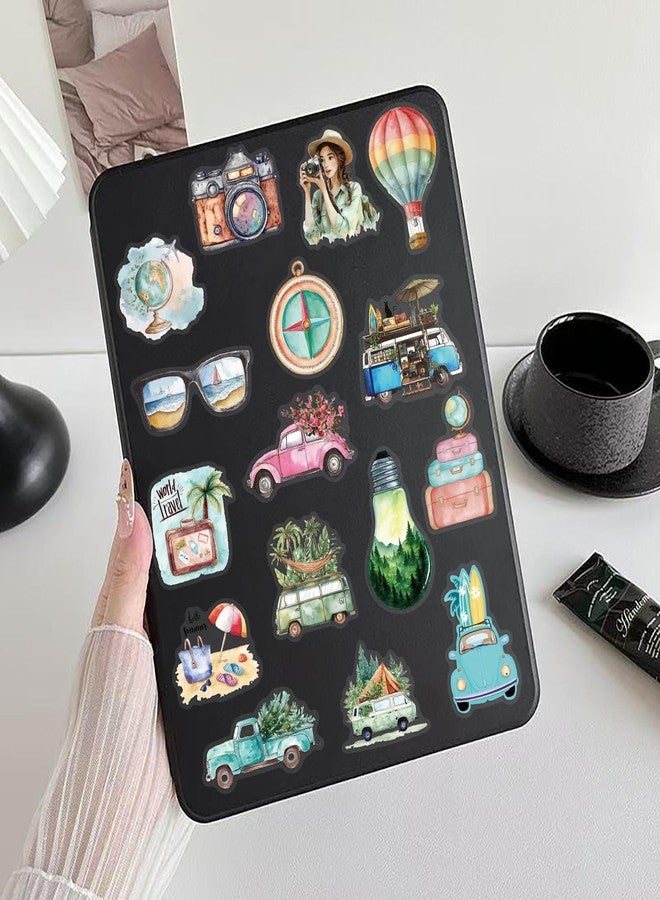 PIGBIT 50PCS Vintage Watercolor Travel Stickers - Retro Vacation Clear Aesthetic Outdoor Adventure Stickers for Scrapbooking, Journaling, Luggage, Travel Decor - Image 4