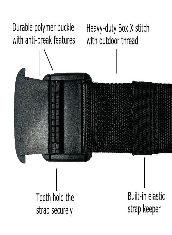 Betta 1.25 Inch Nylon Web Belt with Adjustable Buckle, Unisex (Medium, Black) - Image 4
