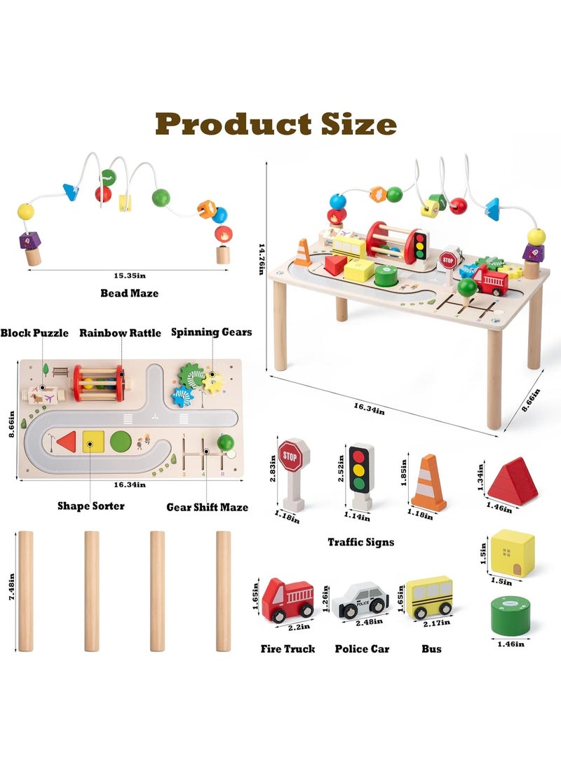Soofam 7 in 1 Activity Table, Wooden Game Table, Children Game Table, Wooden Montessori Toys for 3 4 5 Years, Sensory Board, Birthday Gifts for Children and Girls from 36+ Months - Image 2
