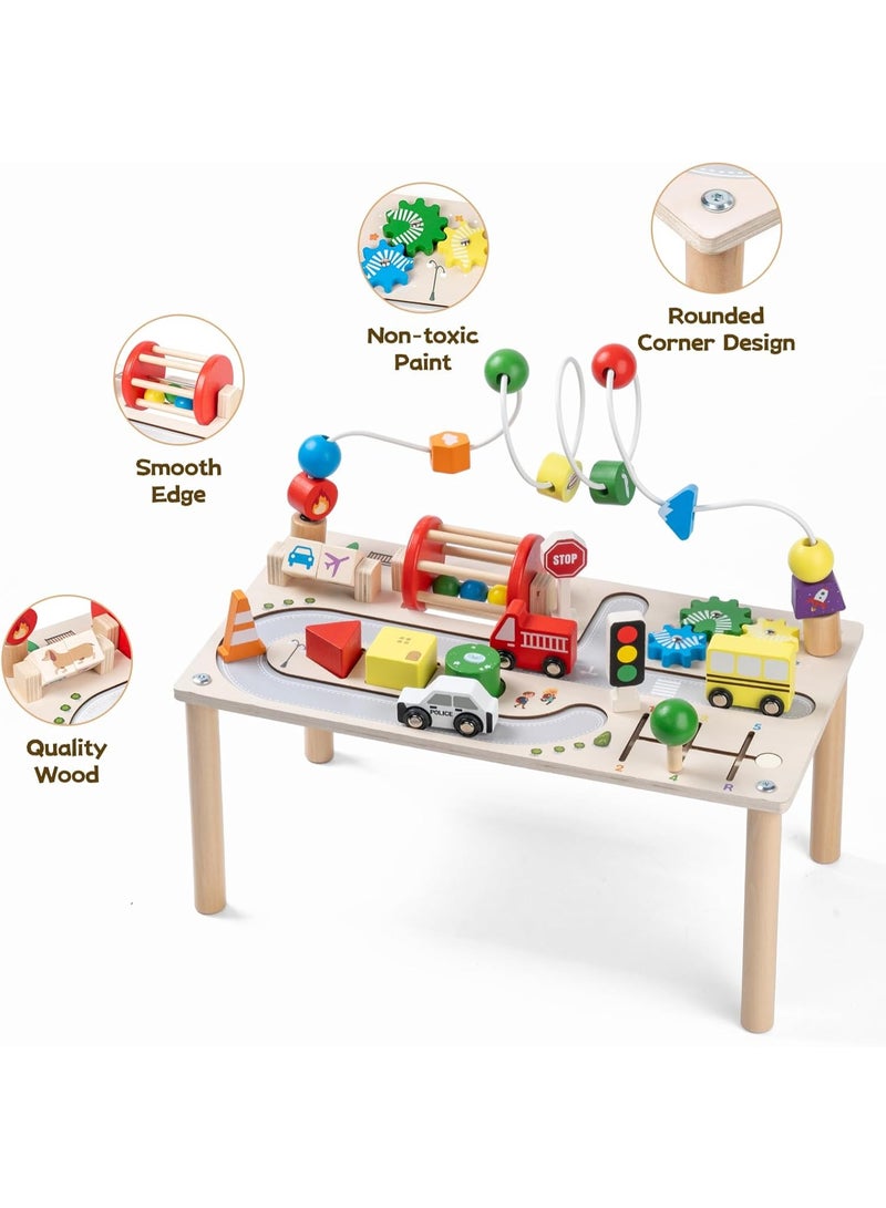 Soofam 7 in 1 Activity Table, Wooden Game Table, Children Game Table, Wooden Montessori Toys for 3 4 5 Years, Sensory Board, Birthday Gifts for Children and Girls from 36+ Months - Image 5