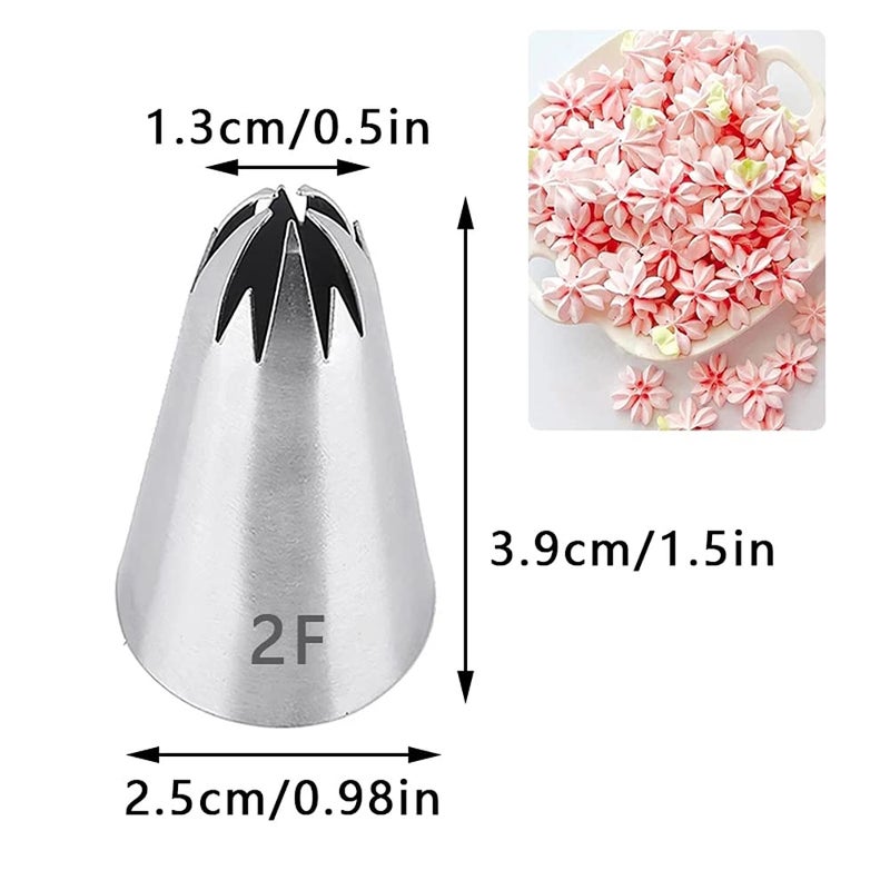 jaexest Icing Piping Tip Set,3 Large Decorating Tips Stainless Steel,DIY Cream Rose Flower Piping Tips,Cupcake Pastry Tips for Cake Decorating(1M 2D 2F) - Image 3