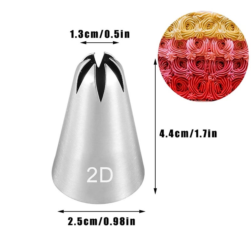 jaexest Icing Piping Tip Set,3 Large Decorating Tips Stainless Steel,DIY Cream Rose Flower Piping Tips,Cupcake Pastry Tips for Cake Decorating(1M 2D 2F) - Image 4