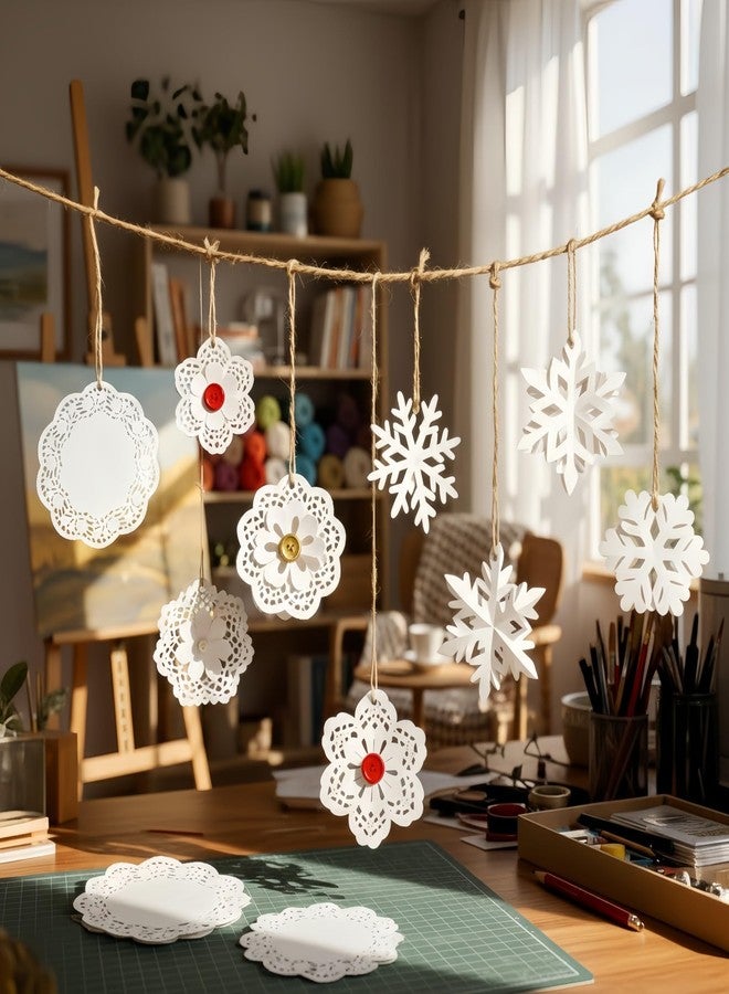LJY 120 Pieces White Lace Round Paper Doilies Cake Packaging Pads Wedding Tableware Decoration (9.5 Inch) - Image 5