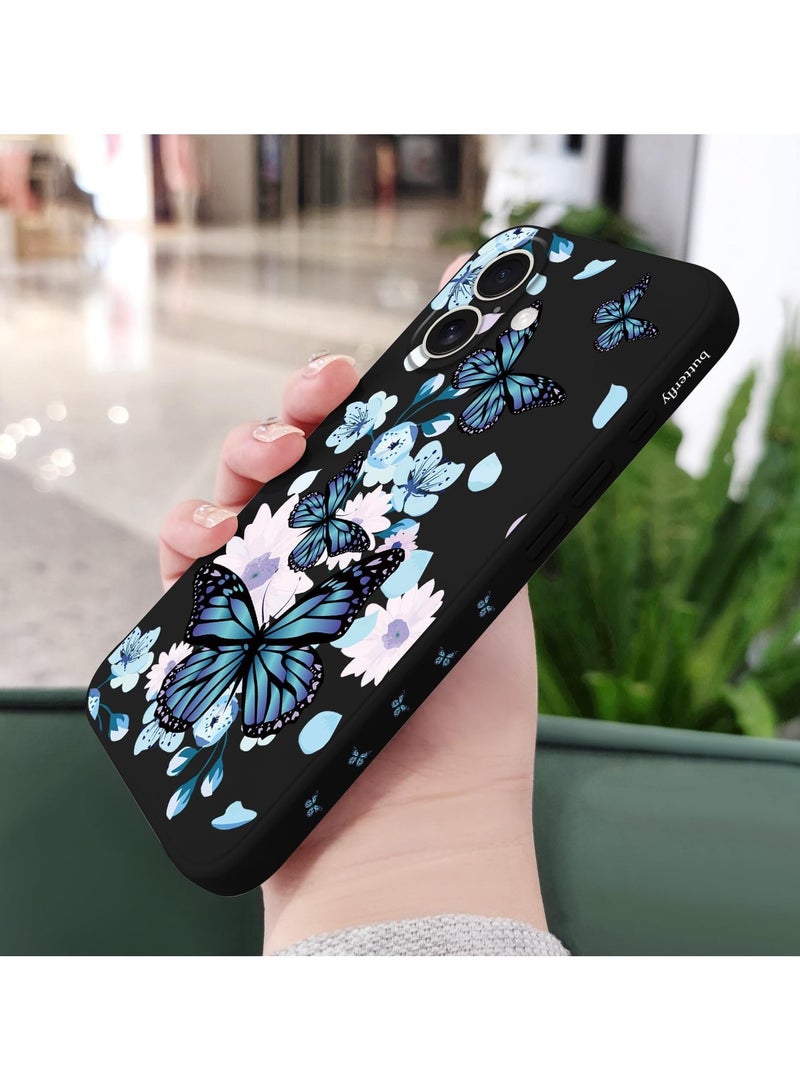 for iPhone 16 Plus Case Anti Scratch Microfiber Lining Phone Cover Silicone Ultra Slim Case for iPhone 16 Plus 6.7 inch-Aurora Butterfly Black - Image 4
