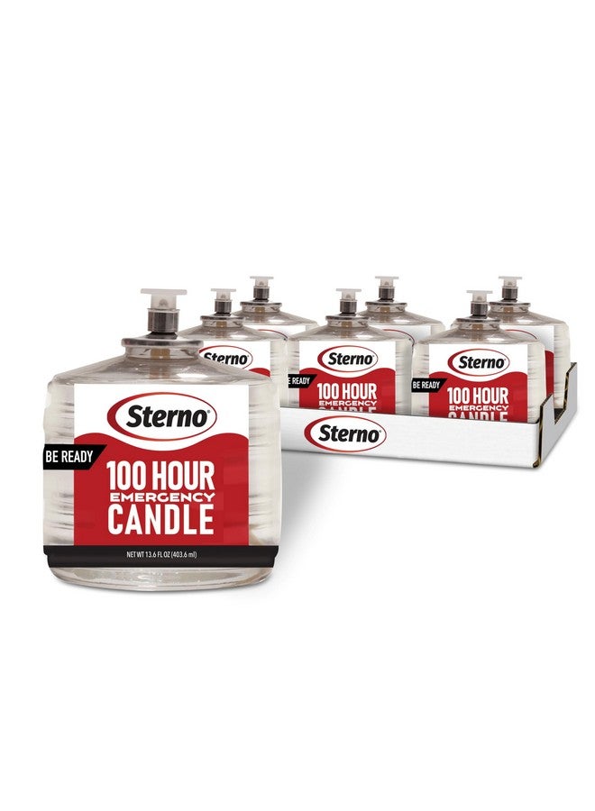 Sterno 100-Hour Emergency Candles Long Burning Candles - Unscented Candles for Emergencies, Candle Set for Power Outages - Long Lasting Candles, Burns Up to 100 Hours - 6 Liquid Paraffin Candles