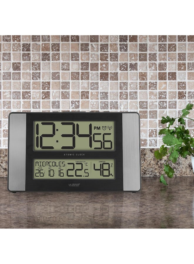 La Crosse Technology 5131417HALINT Atomic Clock with Temperature  Humidity 1110 L x 114 W x 661 H GreyBlack - Image 2