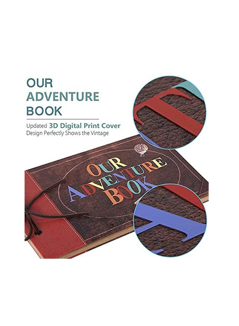 KASTWAVE Photo Album Scrapbook, Our Adventure Book, Anniversary Gift for Couple, Faux Suede Hard Cover with Embossed Letter Cover Retro Photo Album - Image 2