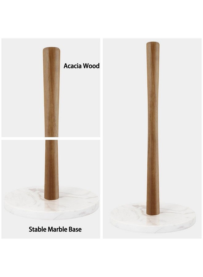 Buruis Wood Paper Towel Holder, Marble Base Modern Decorative Countertop Standing Rolls Holder for Kitchen, Toilet, Pantry and Bathroom (Marble Base White) - Image 3