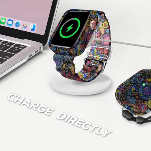 DABAOZA Compatible for Clear Apple Watch Band with Bumper Case 42mm, Women Men Glitter Bling TPU Sport Strap for iWatch SE Ultra 3 2 Series 11 10 9 8 7 6 5 4 3 2 1（Peacock,42） - Image 5