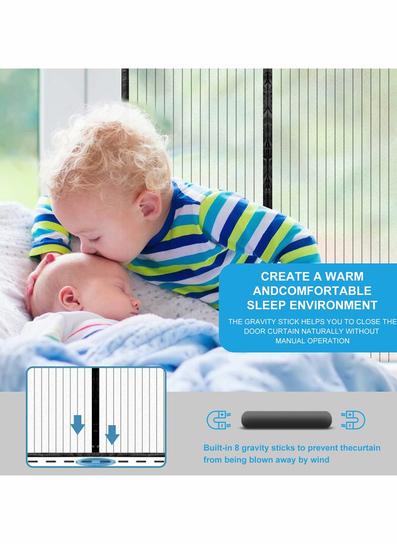 KASTWAVE - Magnetic Screen Door Curtain Automatic Closing Fly Insect Bug Net Mesh Self Sealing Heavy Duty Hands Free Partition Keeps Bugs Out Black - Image 1