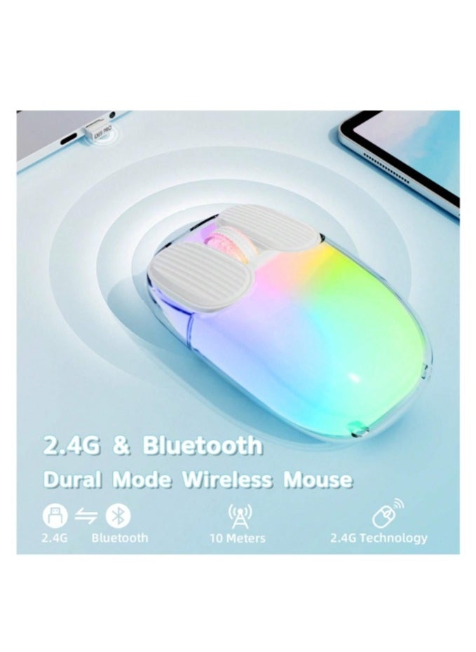 ARNOTEC I069PRO 2.4GHz Wireless Gaming Mouse,Portable Fully Transparent Mice,RGB Backlight Rechargeable Silent Mouse,3 Level Adjustable DPI,Cute Design Mice for Laptop/PC/Mac  - Image 2