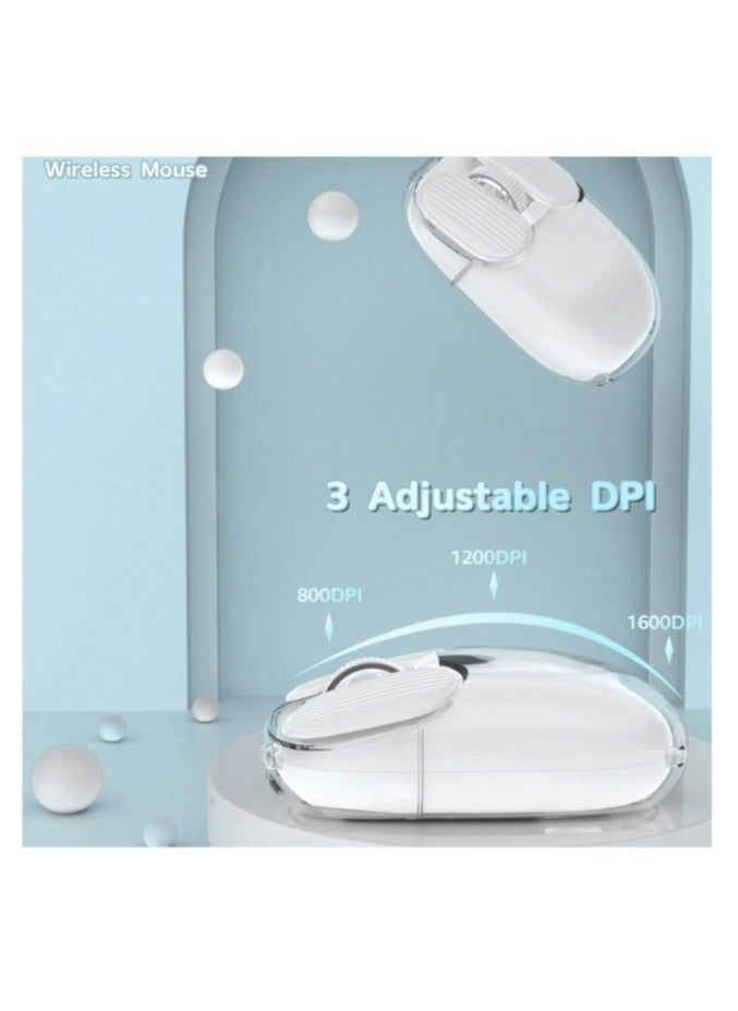 I069PRO 2.4GHz Wireless Gaming Mouse,Portable Fully Transparent Mice,RGB Backlight Rechargeable Silent Mouse,3 Level Adjustable DPI,Cute Design Mice for Laptop/PC/Mac
