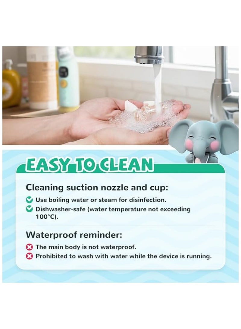 NIBEMINENT Baby Nasal Aspirator, Electric Auto Snot Remover with LED Light & Music Rechargeable Nose Sucker for Snotty Kid/Nose/Children/Toddler, include 3 Tips and Tweezers. - Image 5