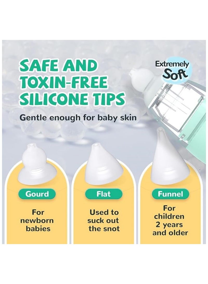 NIBEMINENT Baby Nasal Aspirator, Electric Auto Snot Remover with LED Light & Music Rechargeable Nose Sucker for Snotty Kid/Nose/Children/Toddler, include 3 Tips and Tweezers. - Image 4