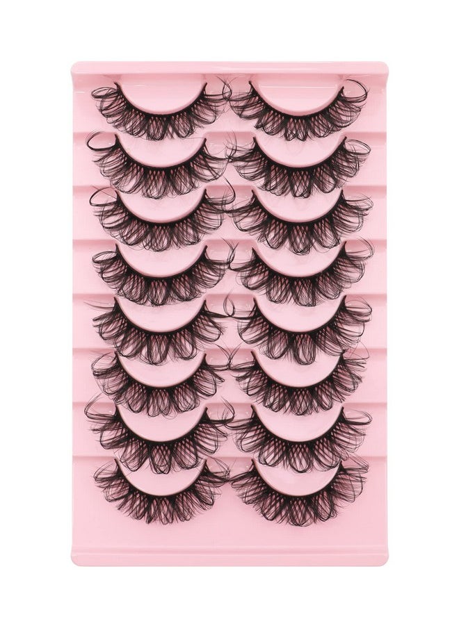 Veleasha - Eyelashes 20 22Mm Russian Strip Lashes That Look Like Extensions Dd Curl Dramatic False Eyelashes 8 Pairs Pack ; So Fluffy Lashes 02 - Image 1