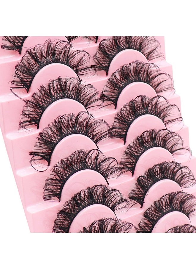 Veleasha - Eyelashes 20 22Mm Russian Strip Lashes That Look Like Extensions Dd Curl Dramatic False Eyelashes 8 Pairs Pack ; So Fluffy Lashes 02 - Image 1