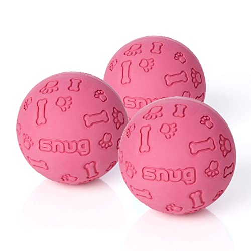 Snug Rubber Dog Balls for Small and Medium Dogs Tennis Ball Size Virtually Indestructible 3 Pack Pink - Image 1
