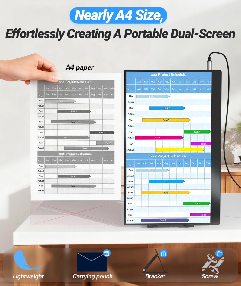 Ingnok Portable Monitor, Ultra Slim 15.6 Inch FHD IPS Laptop Screen Extender with Adjustable Stand, USB C Compatible, Ideal for Travel and Office - Image 2