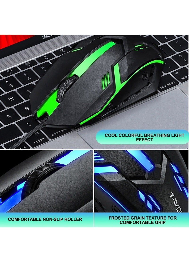 T-WOLF Gaming Keyboard and Mouse Combo - 104-Key Compact RGB Backlit Gaming Keyboard with Mechanical Feel, Floating Keycaps, Splash-Proof Design & RGB Mouse with Adjustable Weight, USB Optical Mouse for PC/Laptop - Image 3