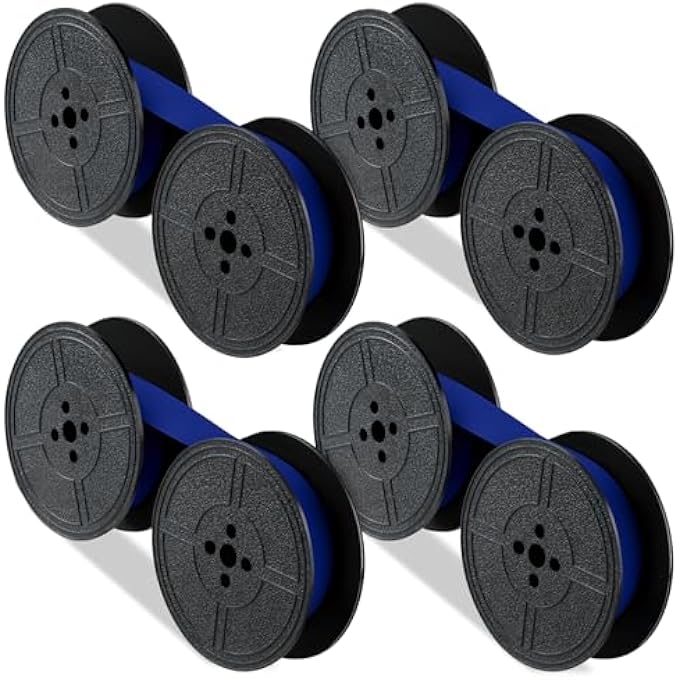 4 PAIR UNIVERSAL TYPEWRITER RIBBON TWIN SPOOL RIBBON TWIN SPOOL REPLACEMENT PACK FOR MOST TYPEWRITER (BLUE) - Image 1