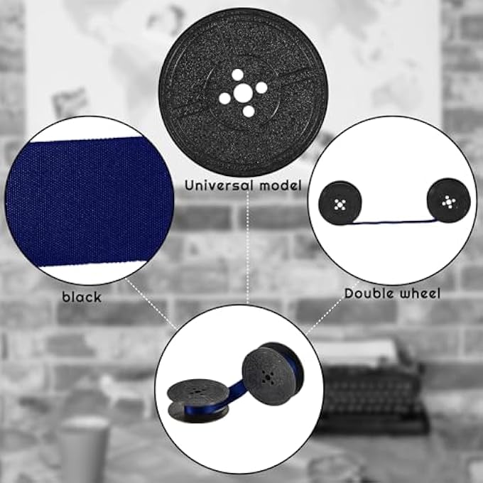 4 PAIR UNIVERSAL TYPEWRITER RIBBON TWIN SPOOL RIBBON TWIN SPOOL REPLACEMENT PACK FOR MOST TYPEWRITER (BLUE) - Image 3