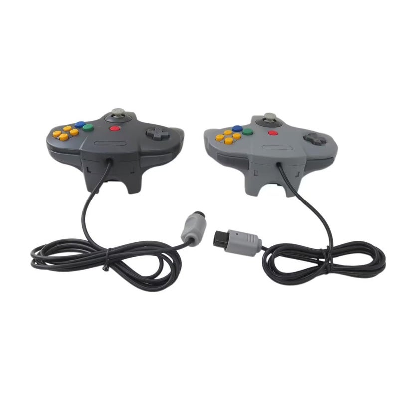Qblahip 2 Pack Classic 64 Wired Controller Joystick for Nintendo N64 Console Black Grey - Image 4