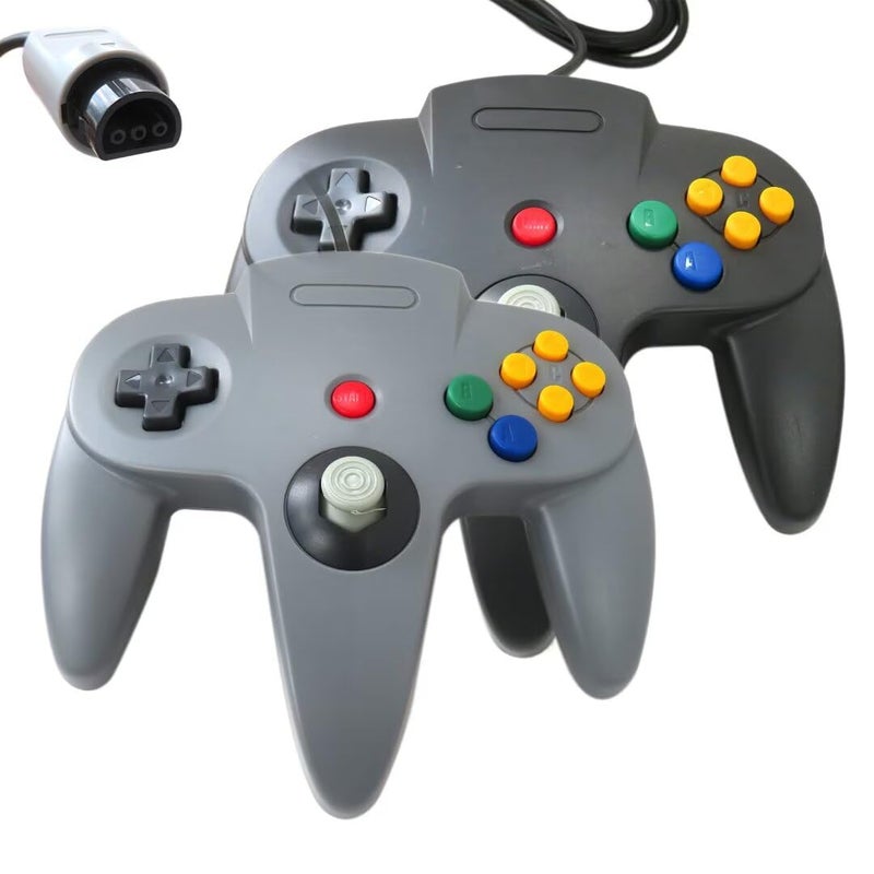 Qblahip 2 Pack Classic 64 Wired Controller Joystick for Nintendo N64 Console Black Grey - Image 5