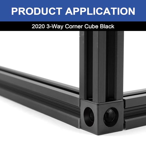 Seekliny 12pcs 2020 3-Way Corner Cube 2020 Extrusion Hardware T-Slot V-Slot Accessories with Screws and Nuts for 2020 Aluminum Extrusion Connector 3D Printer Accessories Black - Image 4