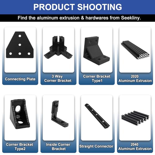 Seekliny 12pcs 2020 3-Way Corner Cube 2020 Extrusion Hardware T-Slot V-Slot Accessories with Screws and Nuts for 2020 Aluminum Extrusion Connector 3D Printer Accessories Black - Image 5