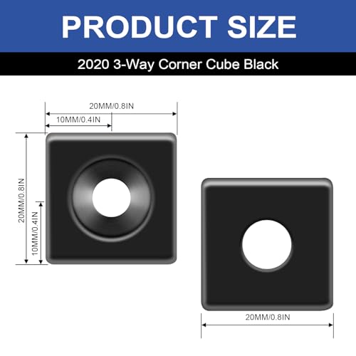 Seekliny 12pcs 2020 3-Way Corner Cube 2020 Extrusion Hardware T-Slot V-Slot Accessories with Screws and Nuts for 2020 Aluminum Extrusion Connector 3D Printer Accessories Black - Image 2