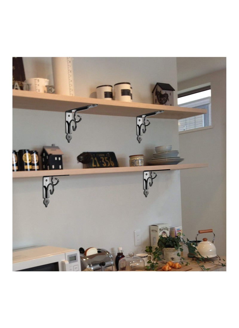 SYOSI - 2PCS Floating Shelf Brackets for Wall Corner, Decorative Shelf Supports and Brackets Rustic Shelves Brackets Heavy Duty Steel Joint Right Angle Corner Brace with Matching Screw and Anchors - Image 1