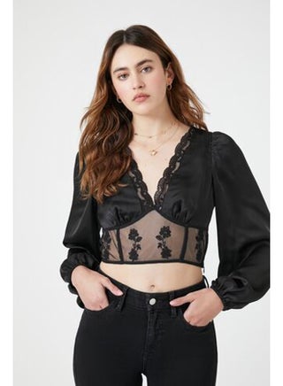 Satin Lace-Trim Mesh Top - pzsku/Z84C8184BE99C35BC5161Z/45/_/1702373784/05ea3e55-d75c-44ea-ab1a-9f6ba957c17a