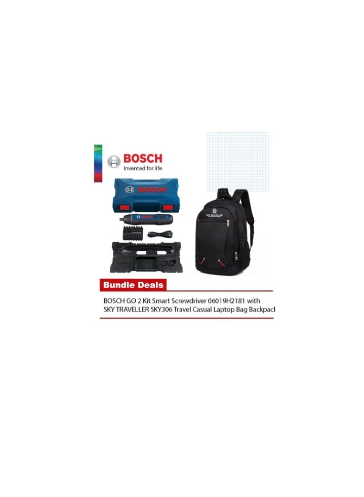 BOSCH BOSCH GO 2 Kit Smart Screwdriver + Travel Laptop Backpack [Bundle Deal] 