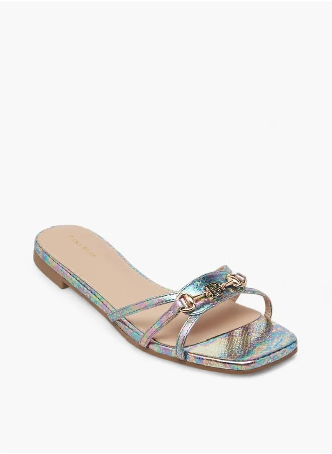 Flora Bella By Shoexpress Women Metal Accent Slip-On Flat Sandals