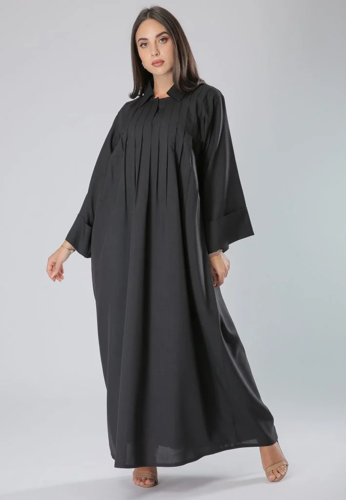 Moistreet Collar Neck Flared Sleeve Abaya