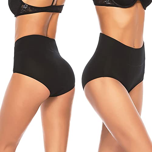 Annenmy Women's High Waist Cotton Underwear Soft Brief Panties Regular and Plus Size, Dark Colors, 5-pack, Large - Image 2