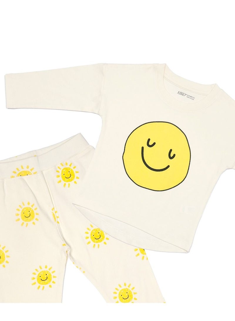 AIKO AIKO - Kids Cute Eternal Smiles Long Two Piece Pyjama Set 3-6 Months - Image 2