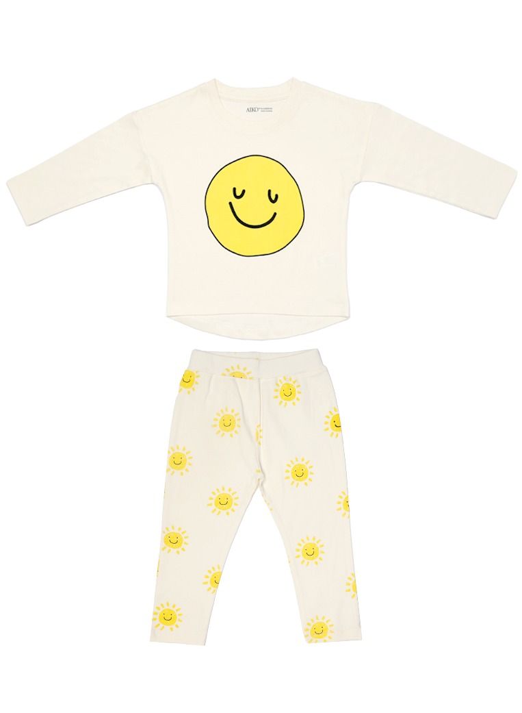 AIKO AIKO - Kids Cute Eternal Smiles Long Two Piece Pyjama Set 3-6 Months - Image 1