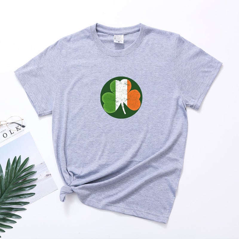 Clover Print T-Shirt Irish Festival Women'S Saint Patrick'S Day T-Shirt Women'S Short Sleeve Green Top - Image 1