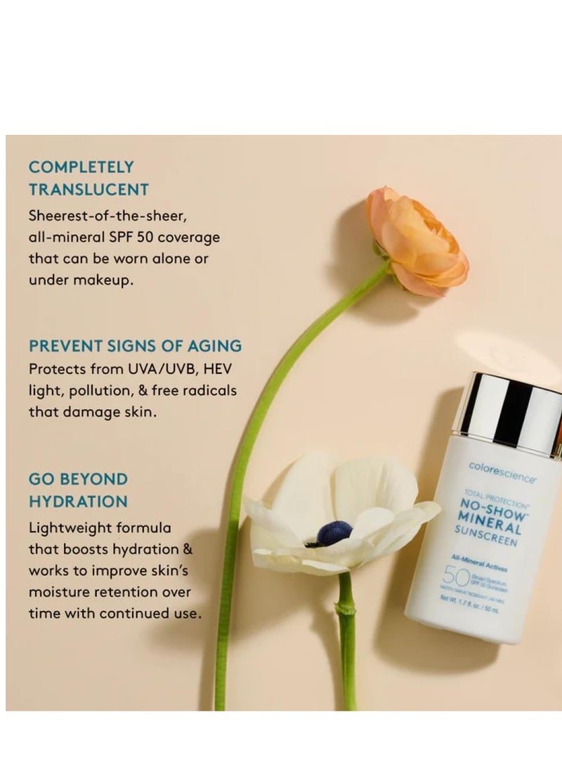 Colorescience Colorescience Total Protection No-Show Mineral Sunscreen SPF 50, 1.7oz, 100% Invisible all-mineral sunscreen for all skin tones & types - Image 3