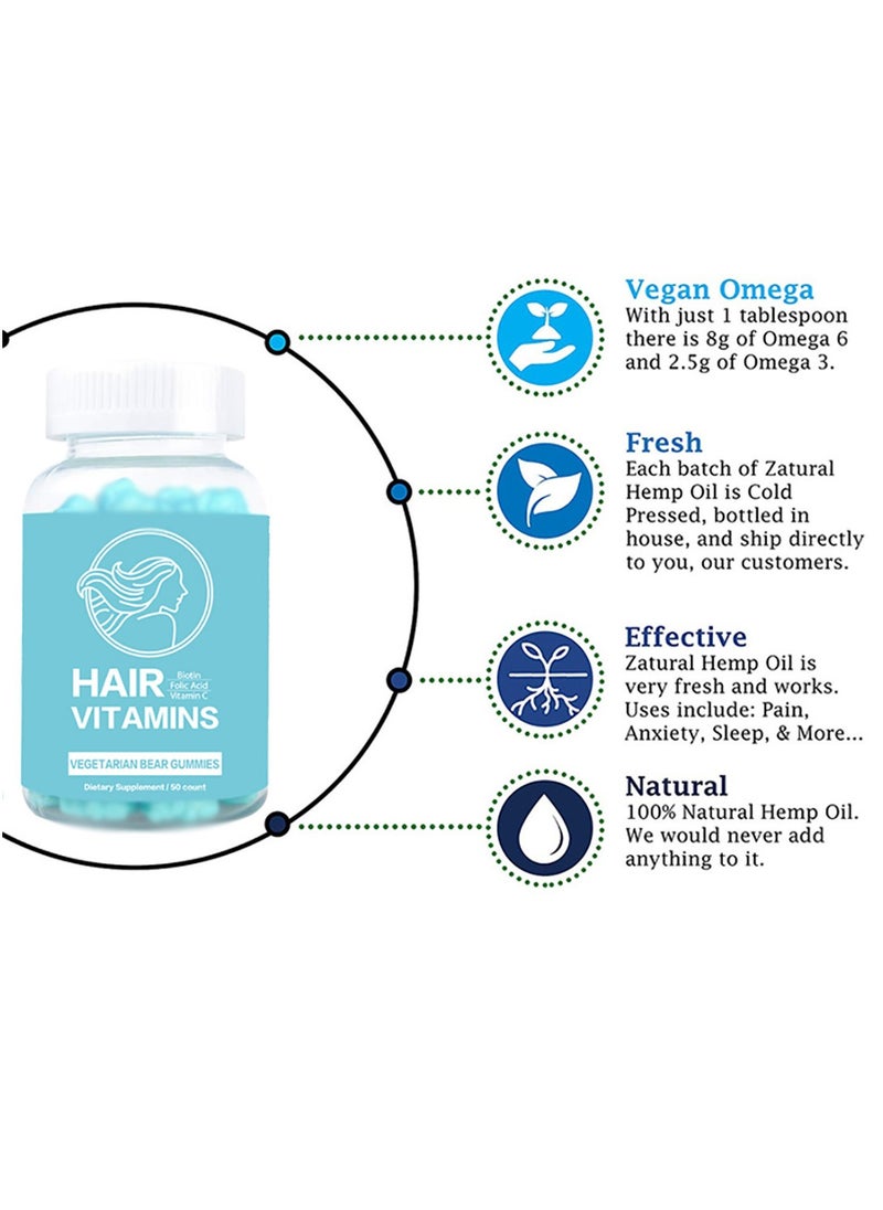 Vitamins Hair Cosmetics - Hair Vitamins Vegan Dietary Supplement Gummies - Image 1